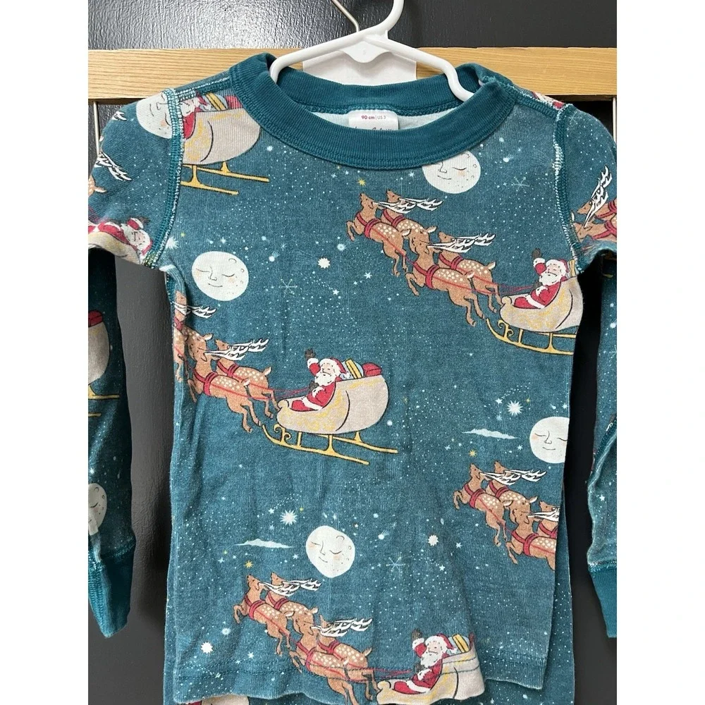 Hanna Andersson Sleigh Ride Pajama Set Christmas Organic Cotton Santa Sz 3